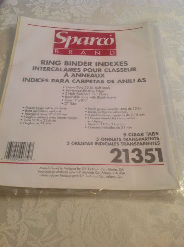 5 Sets Sparco Brand Ring Binder Indexes 5 tabs 21351 clear