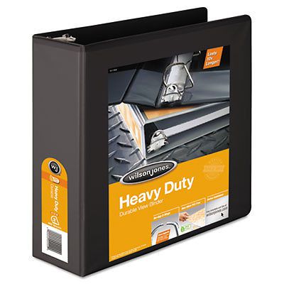 Heavy-duty d-ring vinyl view binder, 3&#034; capacity, black for sale