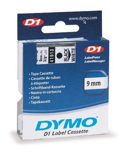 Label Tape Cartridge - 0.37&#034; X 23ft - 1 X Roll - White, Black (41913) (dym41913)