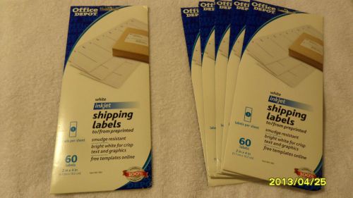 New 2 Packs Office Depot 60 2&#034;x4&#034; Shipping Labels - Inkjet Deskjet Compatible