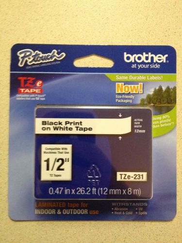 Brother International Tze231 Label Tape - 0.50&#034; Width - Brand New