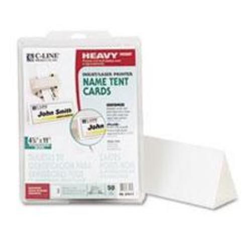 C-Line Scored Tent Cardstock 50 Per Box White 4 1/4 x 11