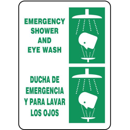 Safety shower sign, 14 x 10in, grn/wht, al sbmfsr502va for sale