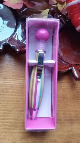 Pink Stripe Fat Circle Top Push Writing Pen Girl Party Favor New NIB