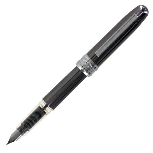 Platinum plaisir fountain pen, gunmetal barrel, fine point, black ink for sale