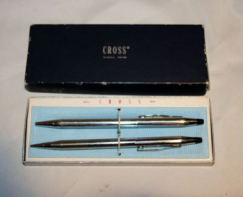 VINTAGE CHROME CROSS PEN AND PENCIL SET WITH ORIGINAL BOX NO.3501 PLUS BONUS