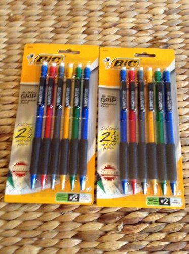 12 BIC MATIC GRIP MECHANICAL PENCILS, 1 BIC PENCIL= 2 1/2 WOOD CASE PENCILS #2