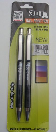 2 ZEBRA  F-301A Gunmetal Grey METAL BARREL Ballpoint Pens