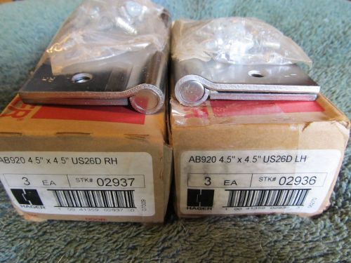 New hagar commercial door hinges in us26d (8) total..4-lh, 4-rh .. 4-1/2 x 4-1/2 for sale