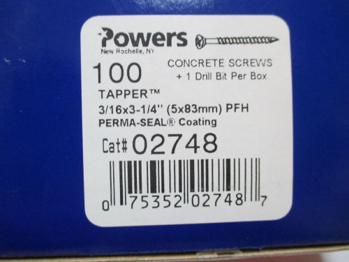 POWERS FASTENERS 2748 3/16&#034;X 31/4&#034; PHILLIPS HEAD TAPPER CONCRETE SCREWS