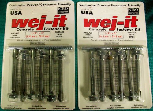 WEJ-IT CONCRETE FASTENER KIT ANCHORS ( 2 PACKS ) 1/4&#034; x  3&#034;  ITEM # DB1430