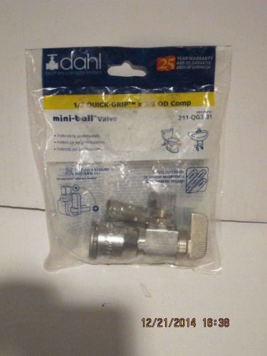 DAHL BROTHER CANADA 211-QG3-31 MINI BALL VALVE, 1/2QUICK X 3/8OD COMP F/SHIP NIP