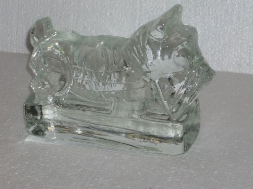 Glass Block Scotty Dog Book End