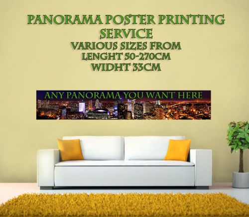 Panorama /panoramic poster photo printing service, any size from 50-270 cm x33cm for sale