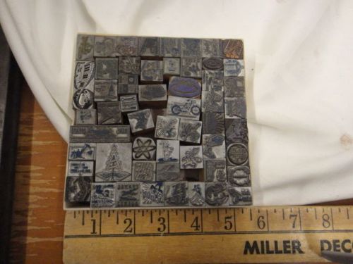 h )  vintage metal/ wood printing press dies   Music Motorcycle Travel etc