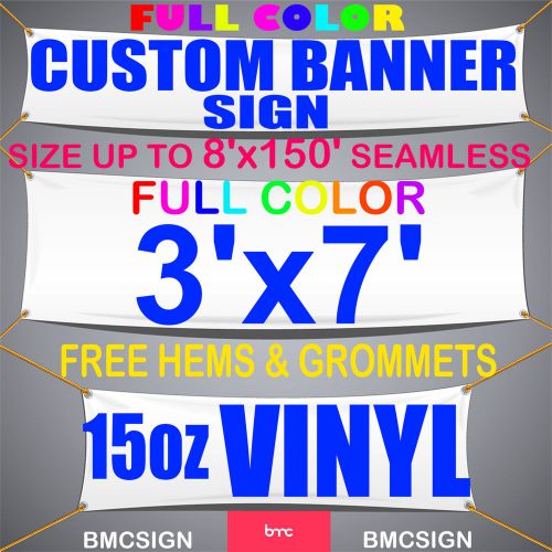 3&#039;x7&#039; 15OZ VINYL / FULL COLOR/  FULLY CUSTOM / FREE HEMS &amp; GROMMETS