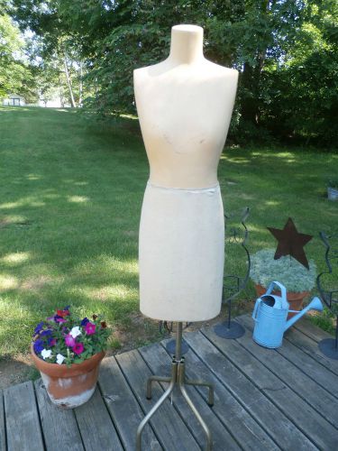 Vintage size 16 semi hard plastic dress form w stand - fuller size measurements for sale