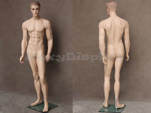 Male fiberglass realistic mannequin with molded hair dress from display #mz-wen3 for sale