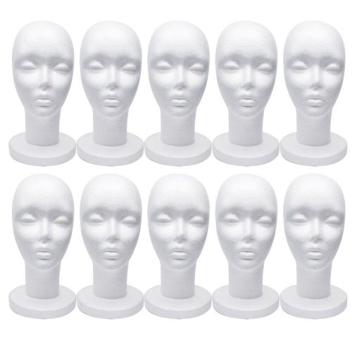 10Pc Fashion Styrofoam Mannequin Wig, Hat, Cap Display Model White Head Foam