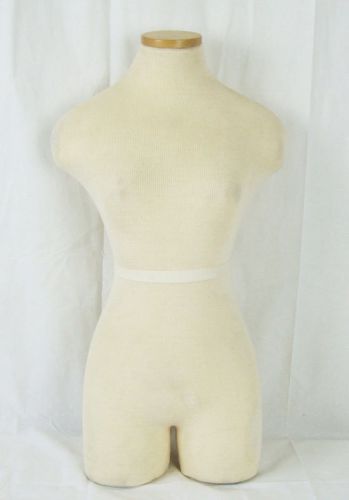 Female Torso Full Body Mannequin Hollow Cream Cloth Covered Dress Form Display