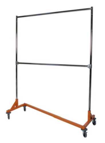 Heavy Duty Deluxe Adj Hght Double Bar 2 Rail Rolling Z Rack Garment Rack Orange