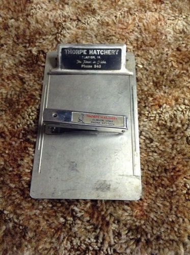 Vintage Thorpe Hatchery Clipboard And Stapler Clarion Iowa