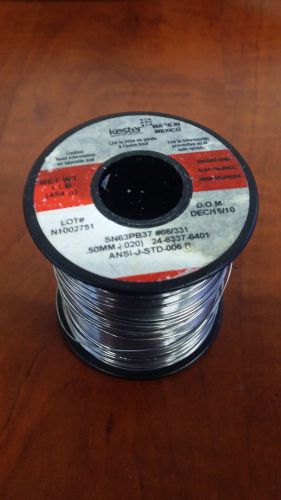 KESTER 24-6337-6401 WIRE SOLDER .020 RA ROSIN SN63 PB37 66  331 1 lb.