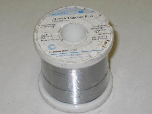 ALPHA 63/37 .020inch Diameter Telecore Plus No Clean SOLDER 139337 QTY-1lb NEW