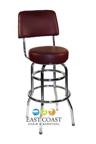 New Gladiator Wine Retro Style Bar Stool with Back on Double Chrome Ring