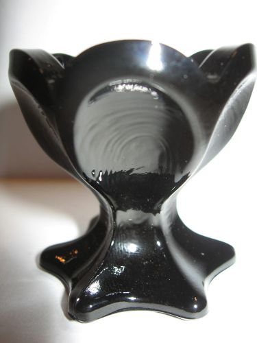 Black amethyst glass raised salt dip cellar celt / Lucere pattern master purple
