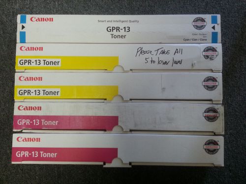 Lot of 5 Genuine Canon GPR-13 , 1Cyan,  2Magenta, 2Yellow  C3170 C3100 C2570 NEW