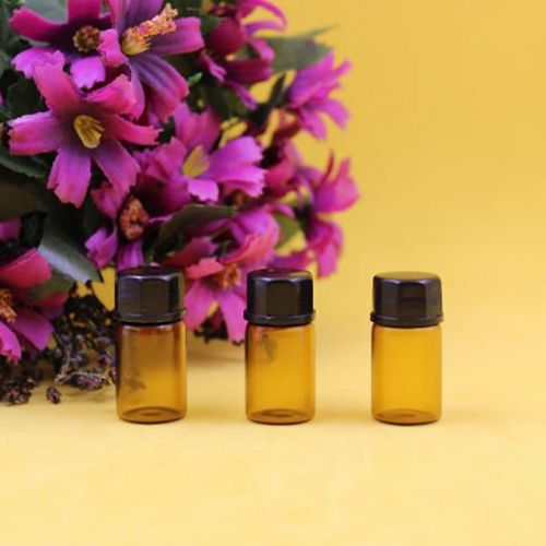 Home 2mL Amber Glass Essential Oil Bottle Orifice Reducer &amp; cap 12 pcs LT