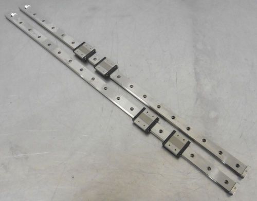 C113884 Lot 2 THK 28.5&#034; Linear Slide Rails w/(4) RSR12WVM Bearing Blocks