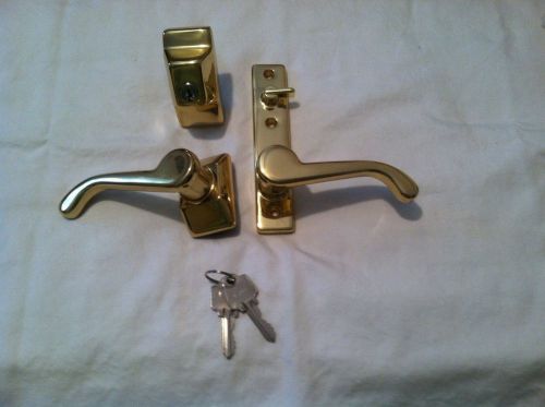 Ultra storm door solid brass lever &amp; deadbolt set.