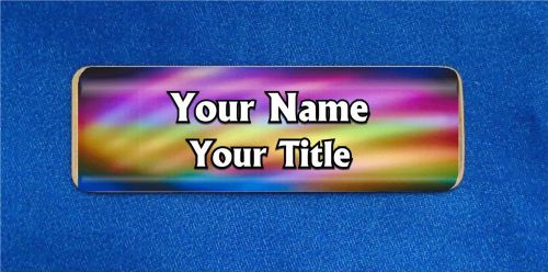 Rainbow Back Black Custom Personalized Name Tag Badge ID Employee Teacher Nurse