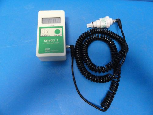 Msa p/n 473030 miniox i oxygen analyzer w/ coiled cable &amp; 406931 oxygen sensor for sale