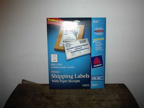 Shipping Labels with Paper Receipt, 5 1/16 x 7 5/8, White, 25/Pack