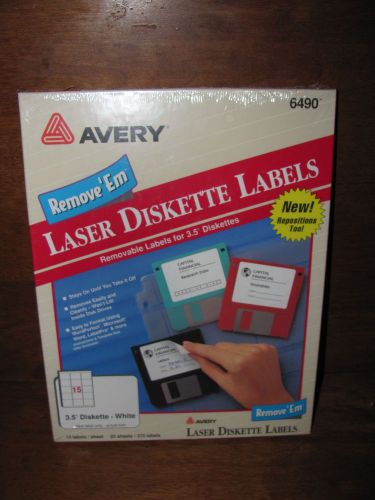 Avery 6490 removable 3 1/2 &#034; diskette labels - white - 375 labels - laser sealed for sale