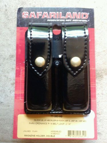 Safariland 77 Double Magazine Holder with Flap Clarino Brass Snaps Glock 20 21