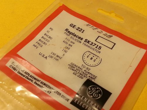 GE-221  PNP Silicon Transistor Generla Purpose High Voltage AMP NTE228