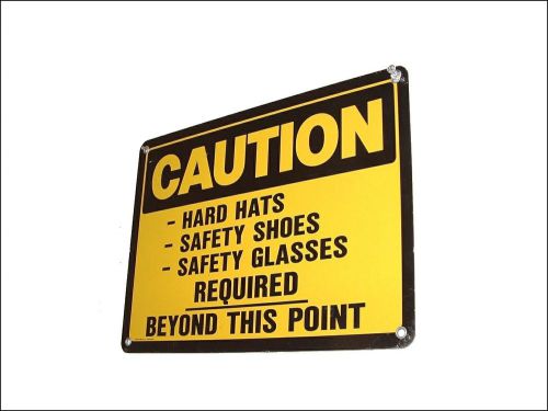 Emedco aluminum caution sign hard hats safety shoes safety glasses required for sale