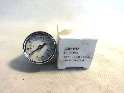 New in box 102d-158f 1-1/2&#034; dry 1/8 npt brass back 0-160 psi gauge for sale