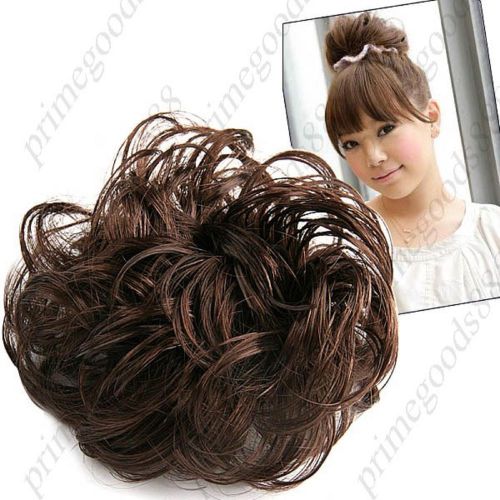 Synthetic Fiber Topknot Chignon Curly Bun Wig Hairpiece Extension DIY Hair Brown