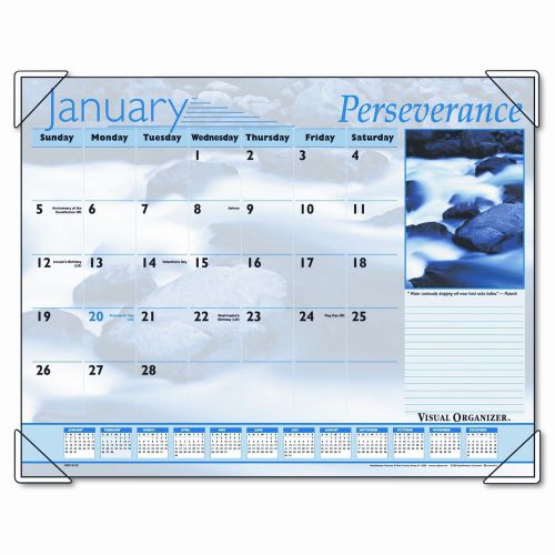 Inspirational Color Photographic Monthly Desk Pad Calendar, 22 x 17, 2013