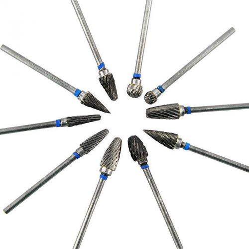 10 pcs new Tungsten Steel Dental Burs Lab Burrs Tooth Drill diffrent types