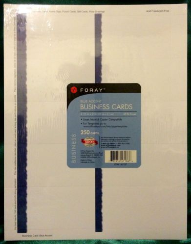 New in package FORAY Business Cards Blue Accent 250; Laser, Inkjet, Copier