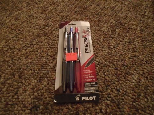 Pilot Precise V5 Rolling Ball Pens, Extra fine Point 0.5 mm, Assorted, 3/Pack