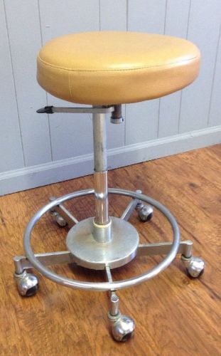 VTG Rolling Exam Stool Stainless Rolling Adjusting Dentist Guitar Mad Men EUC