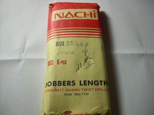 Lot of 5 NACHI 25/64 50I A JOBBER LENGTH STRAIGHT HSS SHANK TWIST DRILL BITS