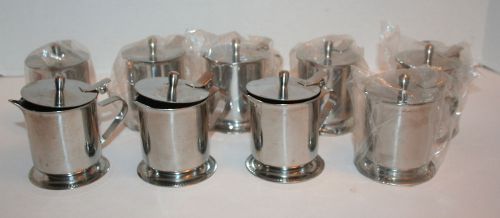 Lot of 9 Stainless Steel Creamers Servers Vollrath #46205 Hinged Lid 5-oz Capaci